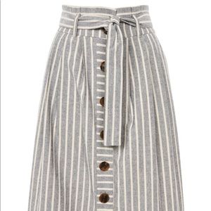 Stripe Tie Waist Midi Skirt